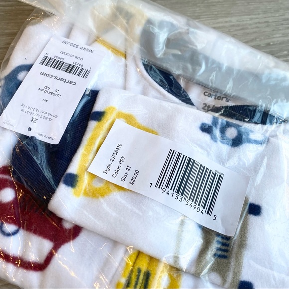 Carter’s toddler fleece footed “cars” pajamas boy 2T - Picture 4 of 5